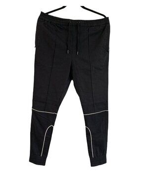 Pyer Moss | Women's Black Jogger Pants with White Stripe | Size Large | USA